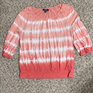 Chaps Women's Coral Tie-Dye Blouse